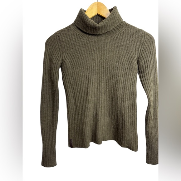 Prada Vintage Ribbed Turtleneck Sweater XS Dark Green - Picture 2 of 6